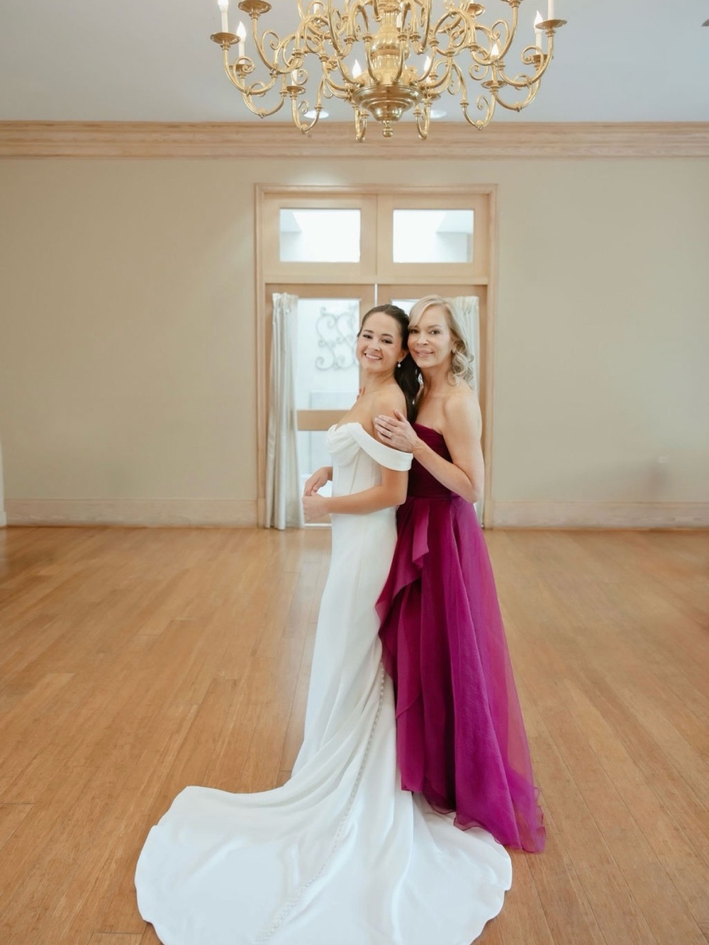 Theia Strapless Ruffled Evening Gown in Magenta - Picture 12 of 13